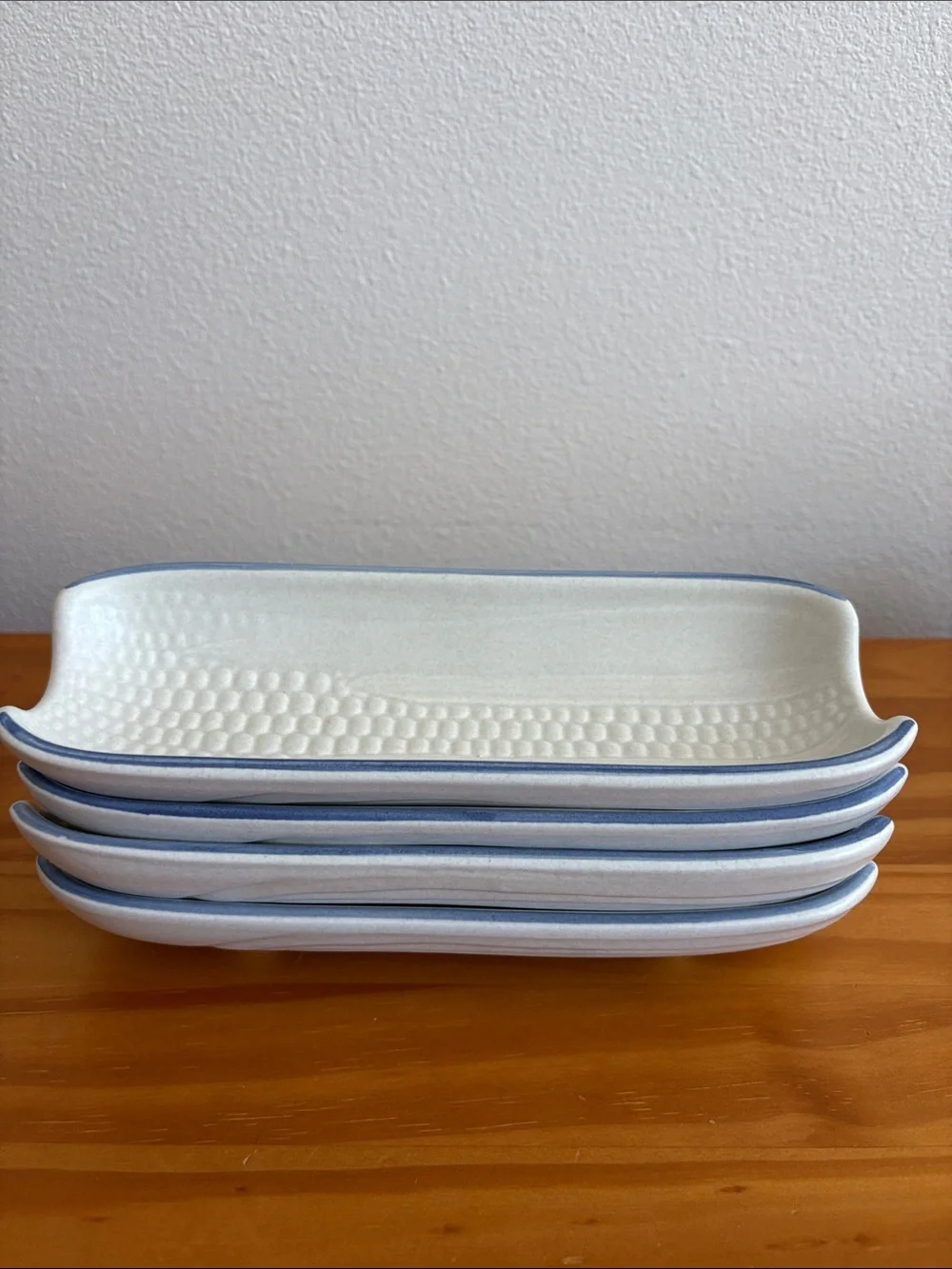 Vintage Pfaltzgraff Yorktowne Stoneware Corn on the Cob Side Dish Tray Set of 4